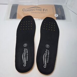 GDEFY Corrective Fit Orthotics Mens Size 12 Black Yellow Arch Support‎ Insoles